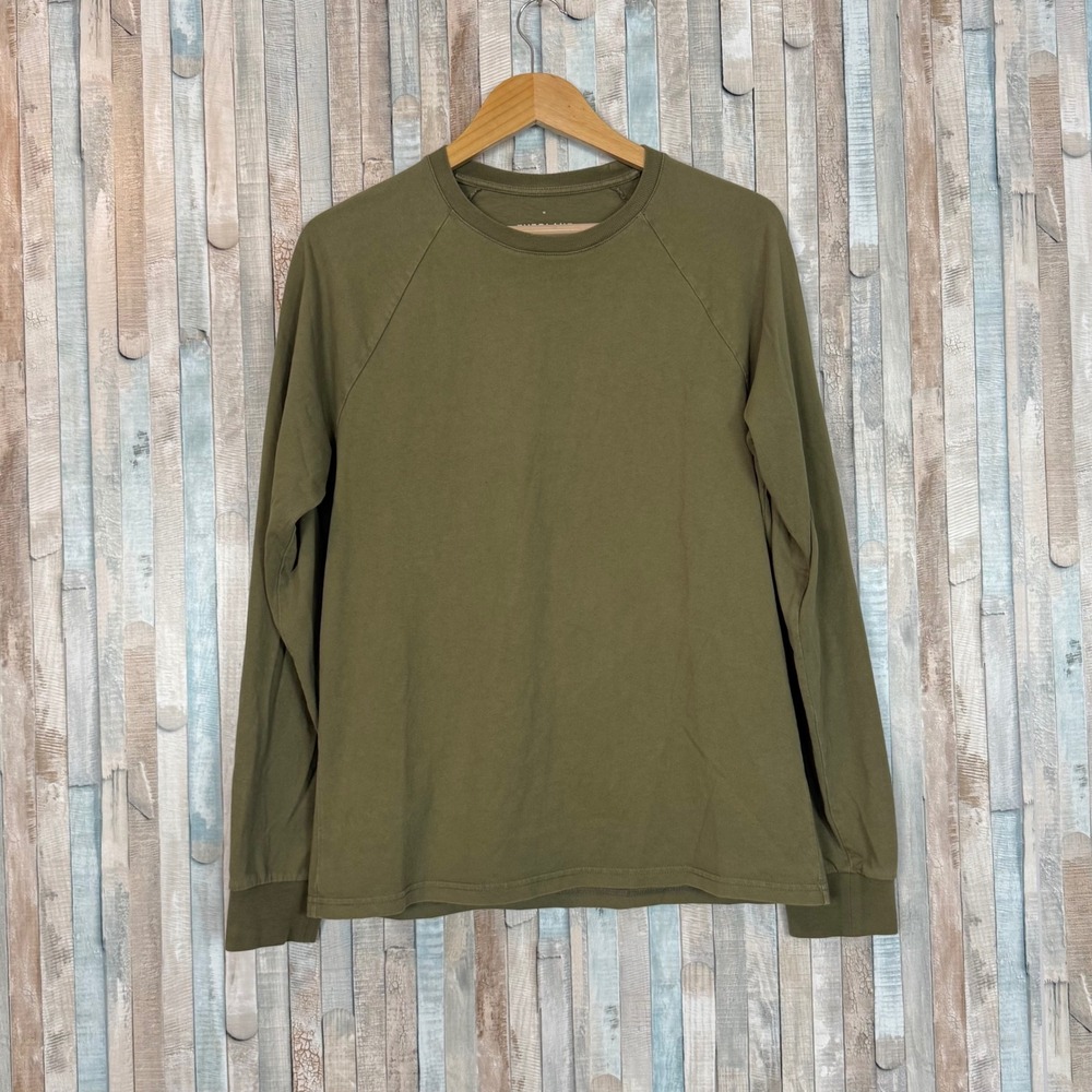 Everlane Premium Weight 100% Cotton Long Sleeve Crew Neck T-Shirt Tee Olive M